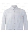 Bata unisex de microfibra con cierre de corchetes color blanco