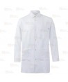 Bata unisex de microfibra con cierre de corchetes color blanco