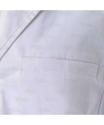 Bata corta en tejido elástico de color blanco para hombre