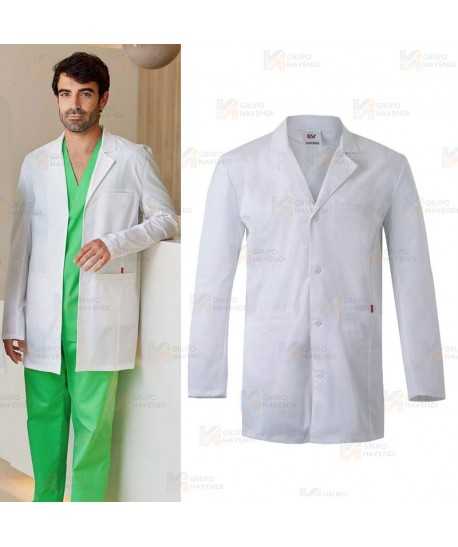 Bata corta en tejido elástico de color blanco para hombre