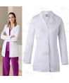 Bata corta en tejido elástico de color blanco para mujer