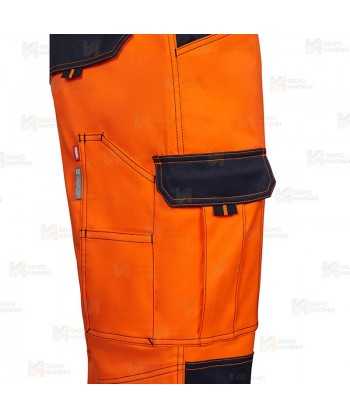 Pantalón alta visibilidad con refuerzos, multibolsillos, elástico stretch y con cintas segmentadas