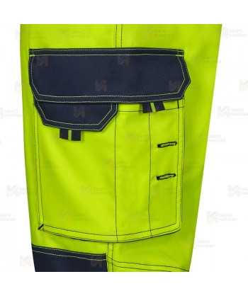 Pantalón alta visibilidad con refuerzos, multibolsillos, elástico stretch y con cintas segmentadas