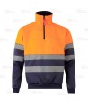Sudadera alta visibilidad bicolor de media cremallera con cintas segmentadas