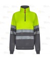 Sudadera alta visibilidad bicolor de media cremallera con cintas segmentadas