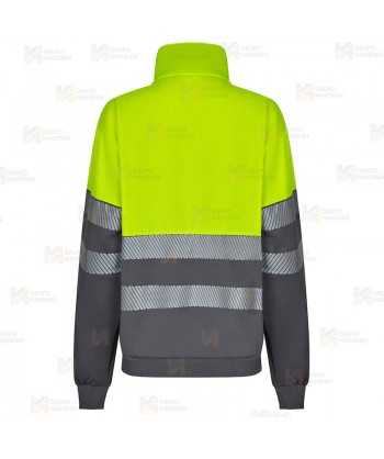 Sudadera alta visibilidad bicolor de media cremallera con cintas segmentadas