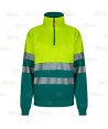 Sudadera alta visibilidad bicolor de media cremallera con cintas segmentadas