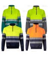 Sudadera alta visibilidad bicolor de media cremallera con cintas segmentadas
