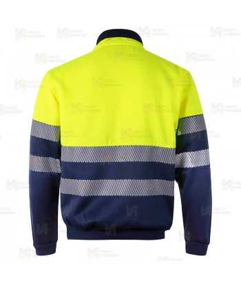 Sudadera alta visibilidad bicolor de media cremallera con cintas segmentadas