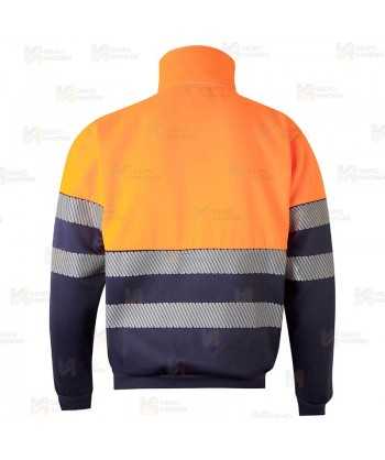 Sudadera alta visibilidad bicolor de media cremallera con cintas segmentadas