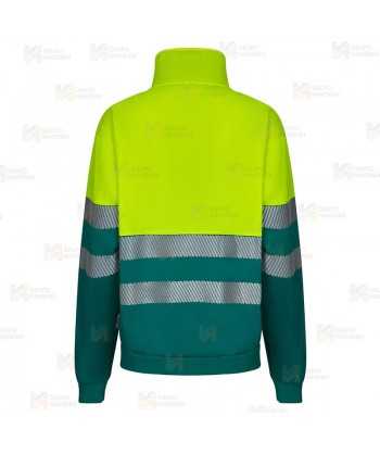 Sudadera alta visibilidad bicolor de media cremallera con cintas segmentadas