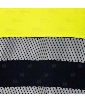 Polo bicolor de alta visibilidad, manga corta, con cintas segmentadas amarillo flúor/marino