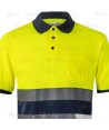 Polo bicolor de alta visibilidad, manga corta, con cintas segmentadas amarillo flúor/marino