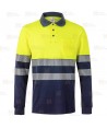 Polo bicolor de alta visibilidad, manga larga, con cintas segmentadas color amarillo flúor/negro