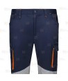 Pantalón elástico bicolor de alta visibilidad con cintas segmentadas color marino/naranja flúor