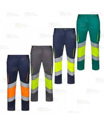 Pantalón elástico bicolor de alta visibilidad con cintas segmentadas