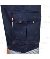 Pantalón elástico bicolor de alta visibilidad con cintas segmentadas color marino/naranja flúor