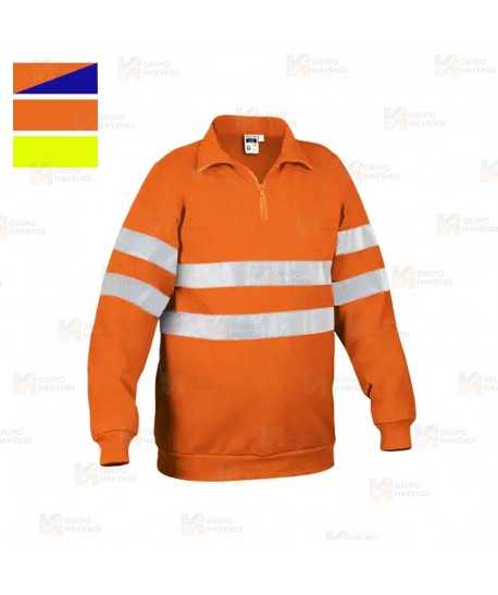 Sudadera económica alta visibilidad de media cremallera naranja flúor