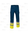 Pantalón económico bicolor de alta visibilidad color marino/amarillo flúor