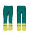 Pantalón económico bicolor de alta visibilidad color verde/amarillo flúor