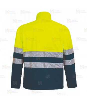 Chaqueta softshell económica alta visibilidad color amarillo flúor / Marino