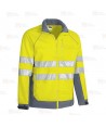 Chaqueta gruesa de softshell económica alta visibilidad color amarillo flúor/gris
