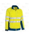 Chaqueta gruesa de softshell económica alta visibilidad color amarillo flúor/marino