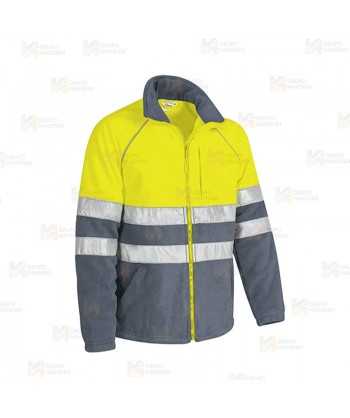 Chaqueta polar gruesa, económica, bicolor de alta visibilidad color amarillo flúor/gris