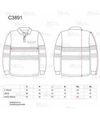 Polo de manga larga bicolor con cintas segmentadas alta visibilidad