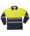 Polo de manga larga bicolor con cintas segmentadas alta visibilidad color amarillo flúor/marino