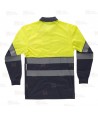 Polo de manga larga bicolor con cintas segmentadas alta visibilidad color amarillo flúor/marino