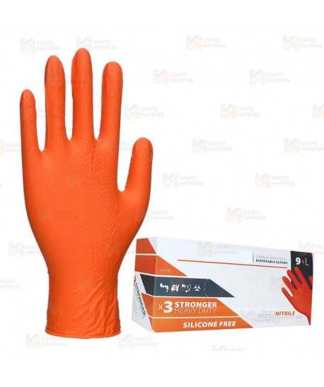 Guante desechable de nitrilo sin polvo color naranja