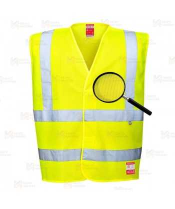 Chaleco ligero ignífugo y antiestático de alta visibilidad color amarillo flúor