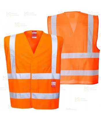 Chaleco ligero ignífugo de alta visibilidad color naranja flúor