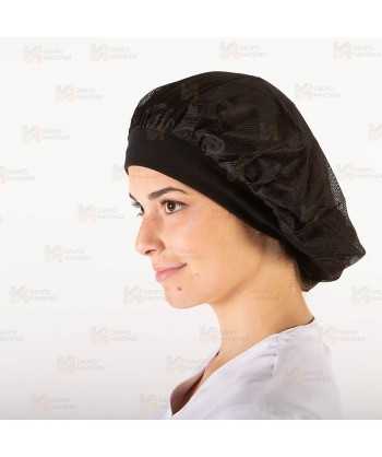 Gorro unisex recoge pelo de rejilla y tejido canalé, color negro