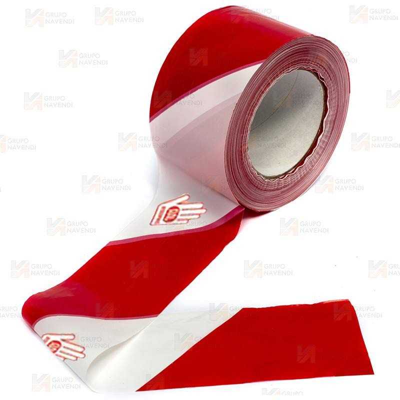 Cinta de balización con franjas rojas/blancas. Galga 300 (200m x 10 cm)