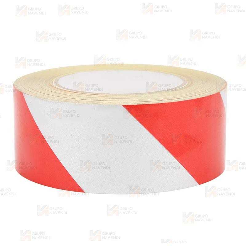 Cinta reflectante adhesiva con franjas Rojas/Blancas (45m x 5cm)