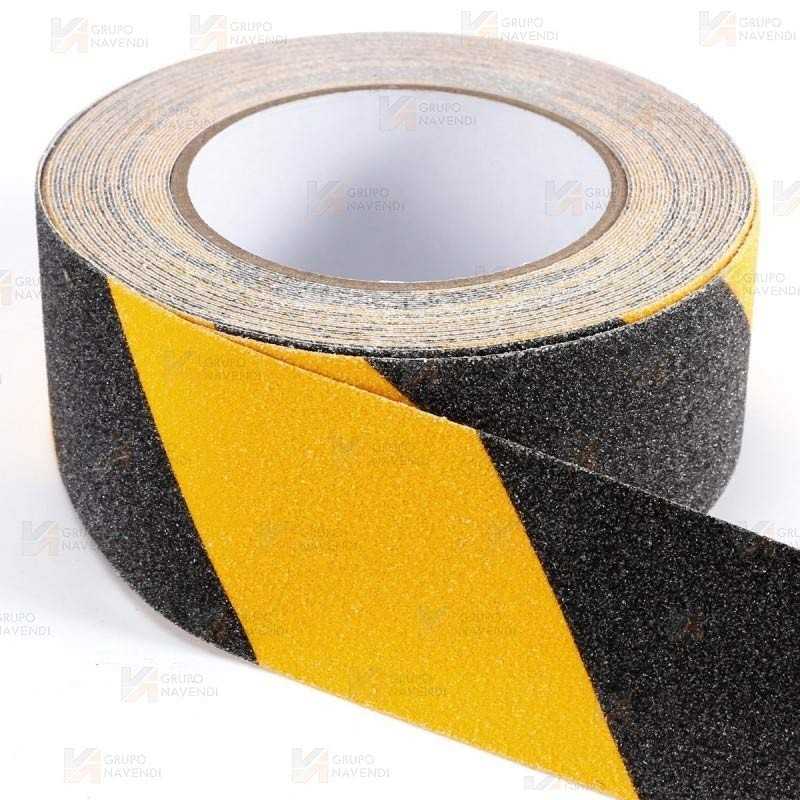 Cinta adhesiva antideslizante color amarilla/negra (18,5 m x 5 cm)