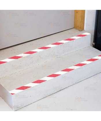 Cinta adhesiva antideslizante color rojo/blanco (18,5 m x 5 cm)