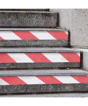Cinta adhesiva antideslizante color rojo/blanco (18,5 m x 5 cm)