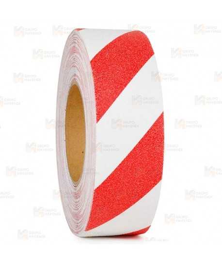 Cinta adhesiva antideslizante color rojo/blanco (18,5 m x 5 cm)