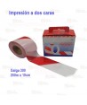Cinta de balización franjas rojas/blancas en 2 caras. Galga 300 (200m x 10 cm)