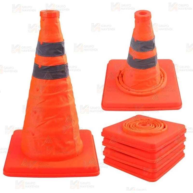 Cono plegable de señalización color naranja