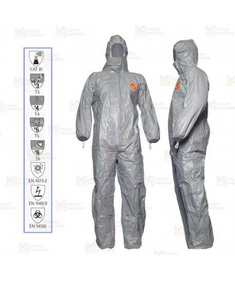 Buzo Tychem 6000 F gris sin calcetines. Tipo 3B, 4B, 5, 6   (25 und)