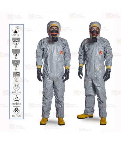 Buzo Tychem 6000 F Plus gris sin calcetines. Tipo 3B, 4B, 5, 6   (10 und)