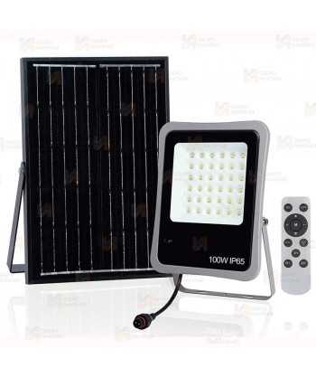 Foco LED 100 W con panel solar y mando a distancia (11.700 Lúmenes)
