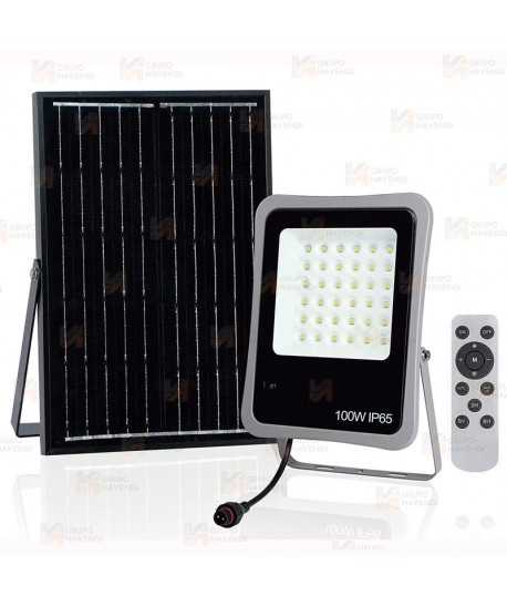Foco LED 100 W con panel solar y mando a distancia (11.700 Lúmenes)