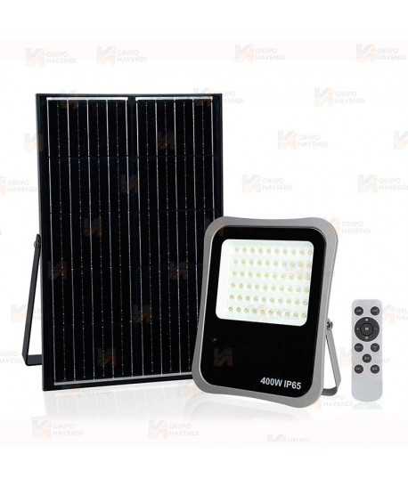 Foco LED 400 W con panel solar y mando a distancia (46.800 Lúmenes)