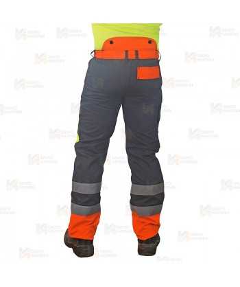 Pantalones bicolor naranja flúor/negro para motosierra (Clase 1 Tipo A)