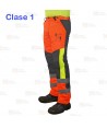 Pantalones bicolor naranja flúor/negro para motosierra (Clase 1 Tipo A)